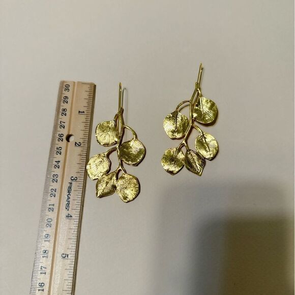 Leaf drop earrings N871 - Picture 4 of 4